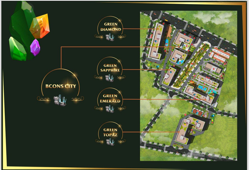 Sơ đồ mặt bằng tổng thể dự án Bcons City