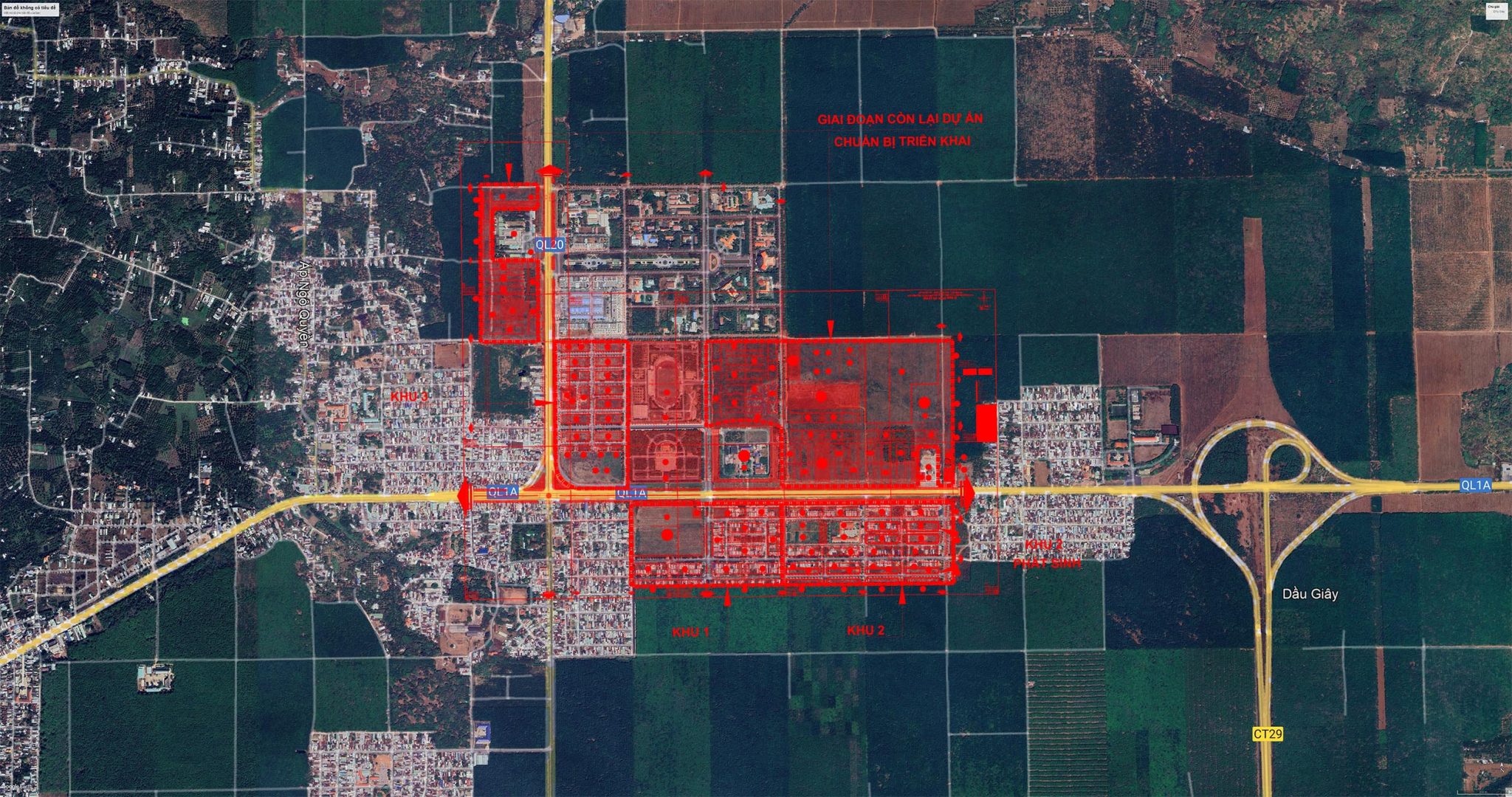 vị trí dự án The Link City Kim Oanh - khu đô thị Dầu giây center city